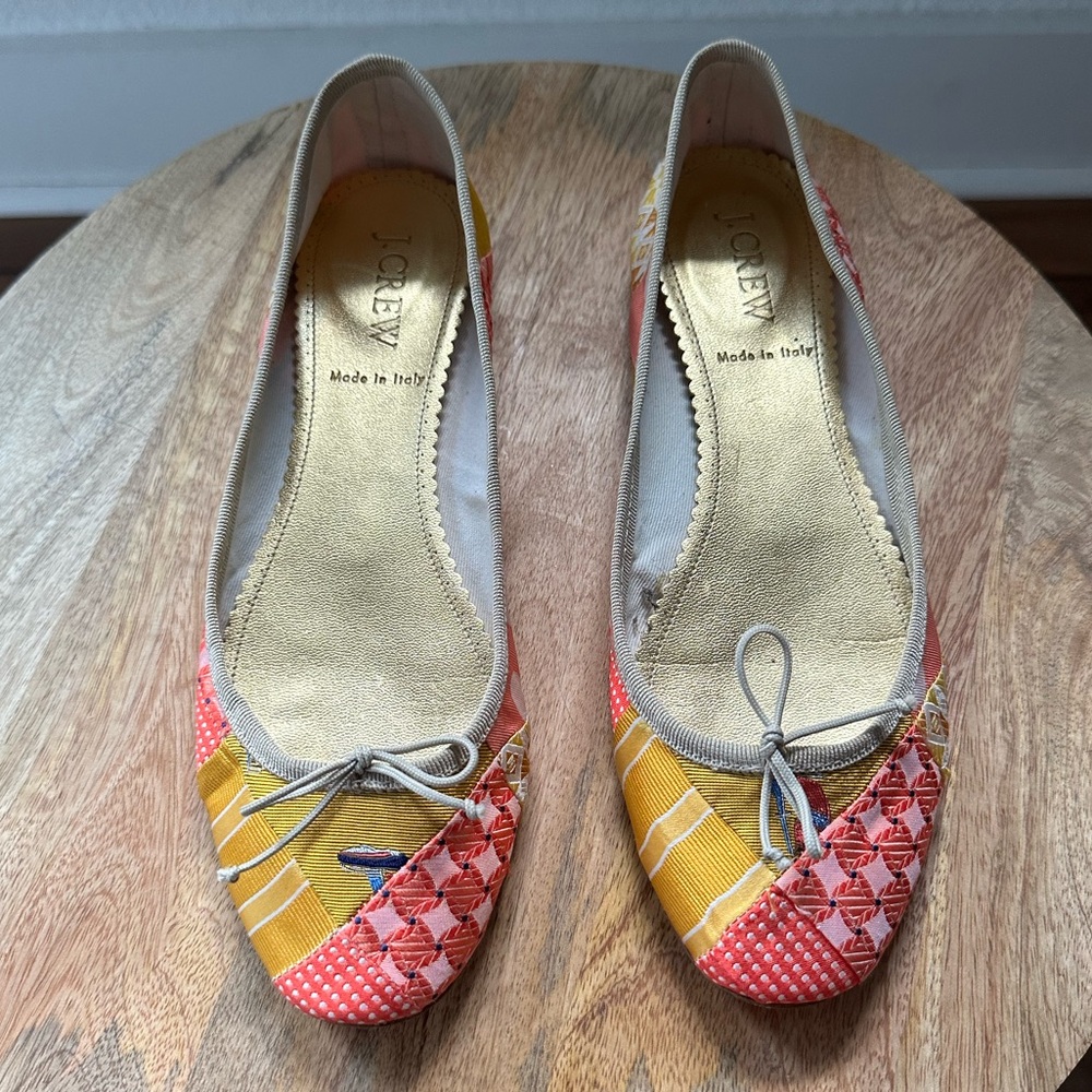 J Crew Patchwork Bow Ballet Flats sz: 7